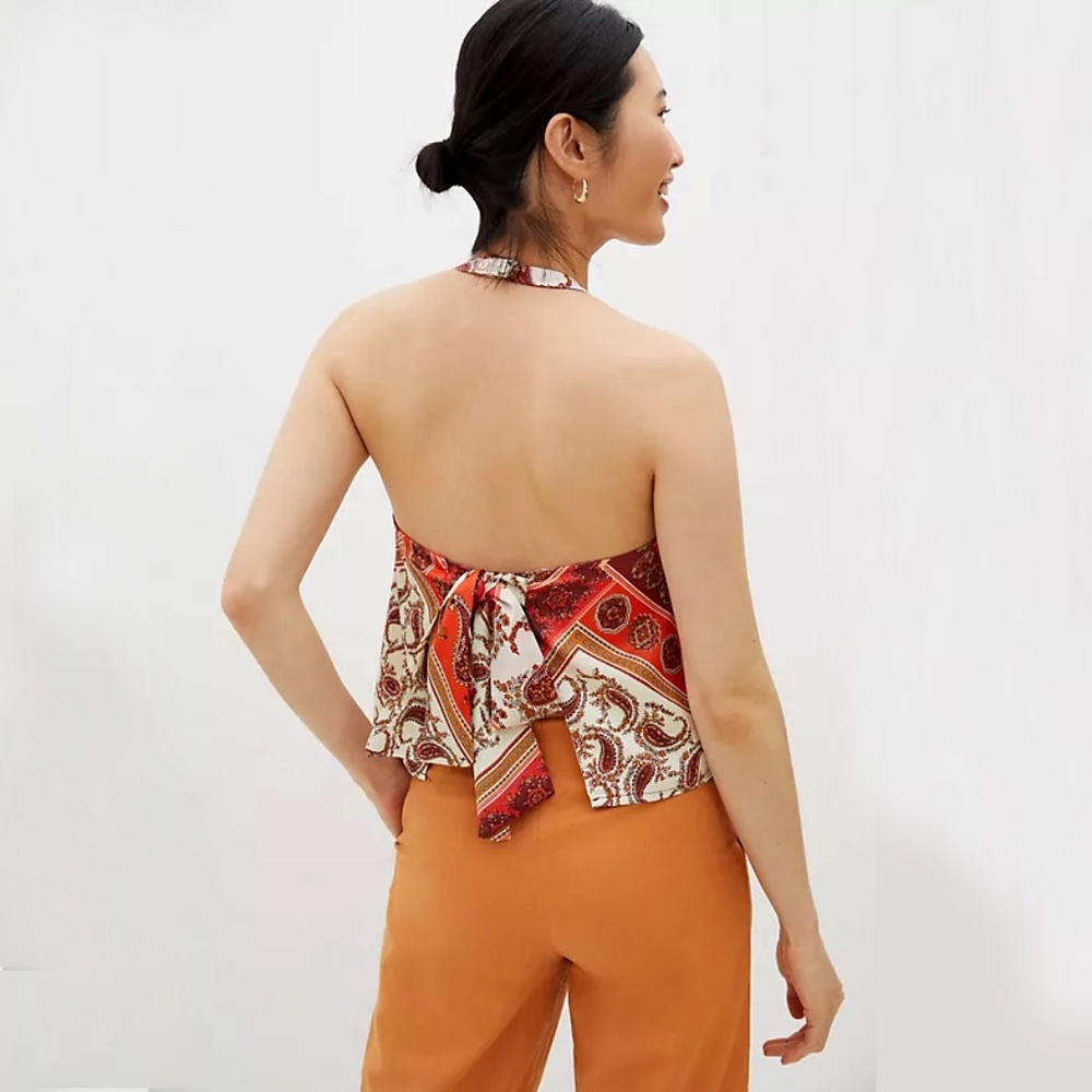 Bishop + Young | Silky Scarf Print Spencer Halter Top | NWT
